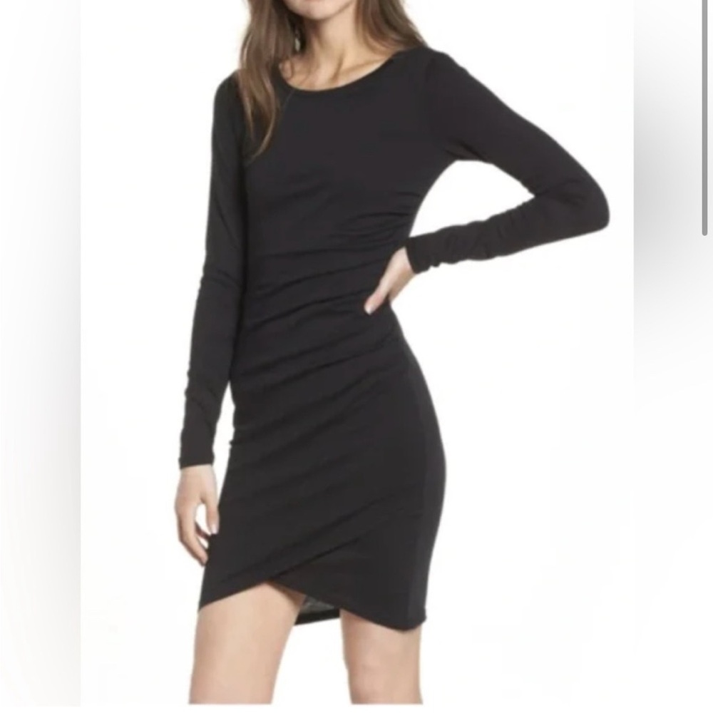 Leith crossover Black Long Sleeve Dress